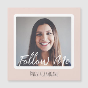 Moderne rosa Social Media Folgen Sie mir Foto Magn Magnetkarte