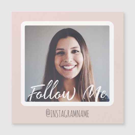 Moderne rosa Social Media Folgen Sie mir Foto Magn Magnetkarte (Vorderseite)