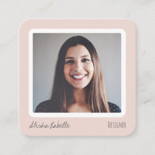 Moderne rosa Social Media Folgen Sie mir Foto Quadratische Visitenkarte