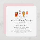 Moderne Rosa Sten Celebration Drinks Einladung (Vorne/Hinten)