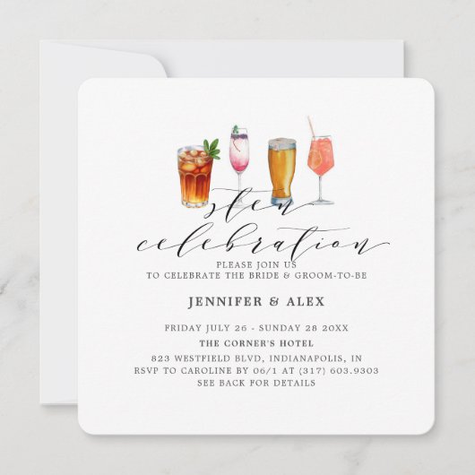 Moderne Rosa Sten Celebration Drinks Einladung (Vorderseite)