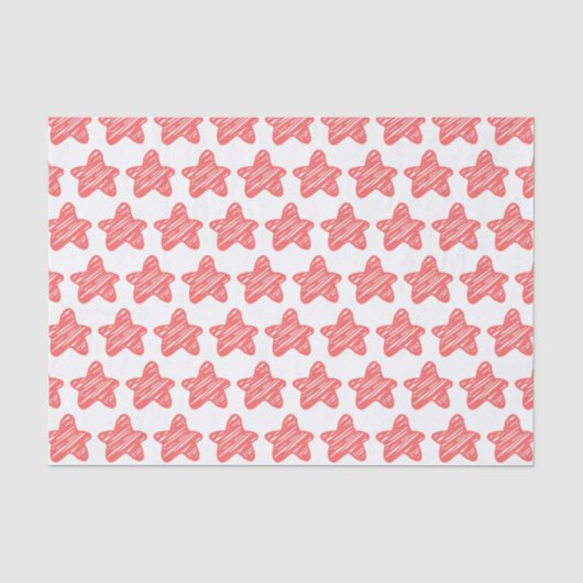 Moderne rosa Stern-Skizzenmuster Seidenpapier (Vorderseite)