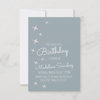 Moderne rosa Sterne Geburtstagsparty Mute Colors Einladung