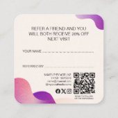 Moderne, rosa, strahlende Welle Makeup Artist Empfehlungskarte (Rückseite)