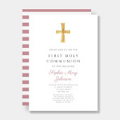 Moderne rosa Streifen Cross Girl Erste Kommune Einladung