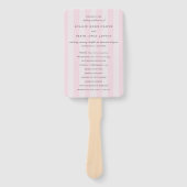 Moderne rosa Streifen elegante Hochzeitsprogramm Fächer (Vorderseite)