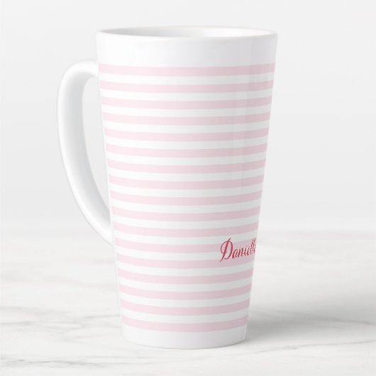 Moderne rosa Streifen Elegante Typografie Mit Mono Milchtasse (Linke Ecke)