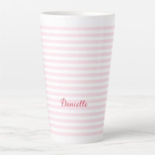 Moderne rosa Streifen Elegante Typografie Mit Mono Milchtasse (Vorderseite)
