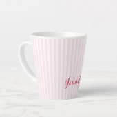 Moderne rosa Streifen Eleganter Typografie-Individ Milchtasse (Linke Ecke)