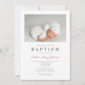 Moderne rosa Streifen Elegantes Foto Einladung (Vorderseite)