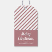 Moderne rosa Streifen Frohe Weihnachten Geschenkanhänger (Vorderseite)