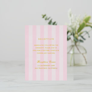 Moderne rosa Streifen-Hochzeitsfolien-Einschlusska Folie Einladungspostkarte