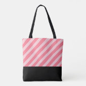 Moderne rosa Streifen mit elegantem Monogramm Tasche (Rückseite)