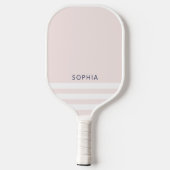 Moderne rosa Streifen Personalisiert Pickleball Schläger (Rückseite)
