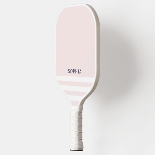 Moderne rosa Streifen Personalisiert Pickleball Schläger (Links)