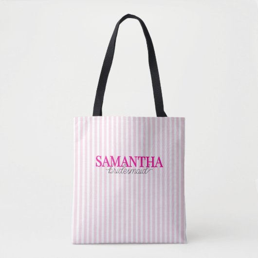 Moderne rosa Strickschrift Personalisierte Bridesm Tasche (Vorderseite)