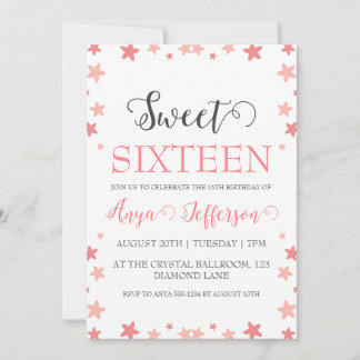 Moderne, rosa, süß 16 Geburtstagseinladungen Einladung