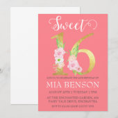 Moderne, rosa, süß 16 Geburtstagseinladungen Einladung (Vorne/Hinten)