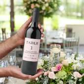 Moderne rosa Tablettnummer Hochzeit   Weinetikett