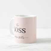 Moderne rosa The Boss Name | Männliches Geschenk f Kaffeetasse (Vorderseite Links)