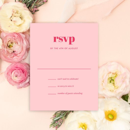 Moderne rosa Trendy Mix Match Wedding RSVP Karte