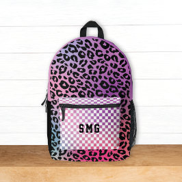 Moderne rosa trendy Muster Monogram Initials Kids Bedruckter Rucksack