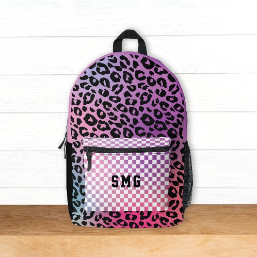 Moderne rosa trendy Muster Monogram Initials Kids Bedruckter Rucksack