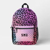 Moderne rosa trendy Muster Monogram Initials Kids Bedruckter Rucksack (Vorderseite)