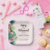 Moderne rosa tropische Blumen Ruhestandsparty Pappteller (Party)