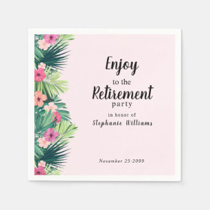 Moderne rosa tropische Blumen Ruhestandsparty Serviette