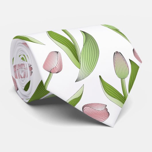 Moderne rosa Tulip-Blume Krawatte (Gerollt)