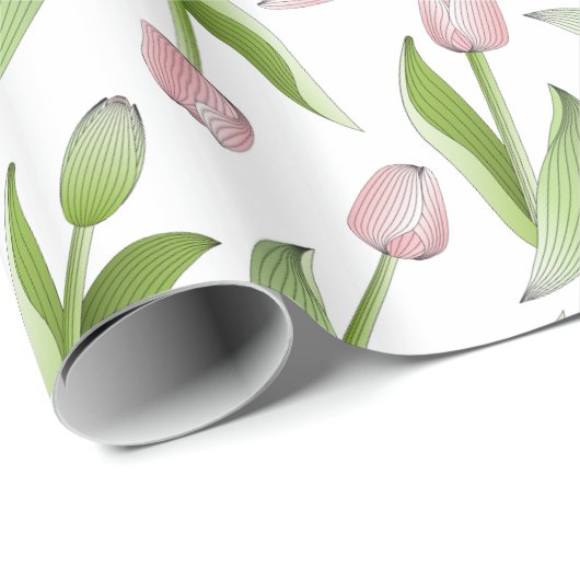 Moderne rosa Tulip Geschenkpapier (Rolleneckpunkt)