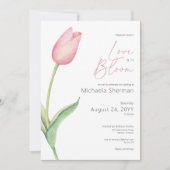 Moderne rosa Tulip-Liebe in Blütendusche Einladung (Vorderseite)