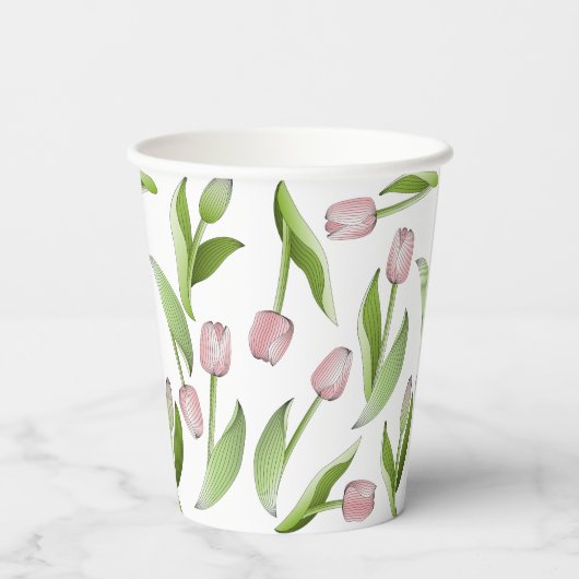 Moderne rosa Tulip Pappbecher (Rückseite)