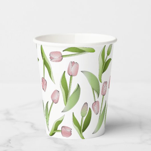 Moderne rosa Tulip Pappbecher (Links)