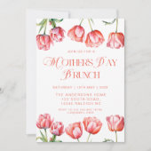Moderne Rosa Tulips Blumenmütter Tag Brunch Einladung (Vorderseite)