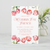 Moderne Rosa Tulips Blumenmütter Tag Brunch Einladung (Stehend Vorderseite)