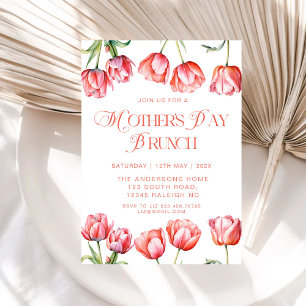 Moderne Rosa Tulips Blumenmütter Tag Brunch Einladung