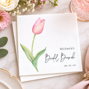 Moderne rosa Tulpe Solo-Braut-Brunchen-Cocktail Serviette
