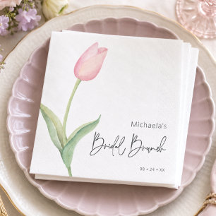 Moderne rosa Tulpe Solo-Bridal-Brunch-Luncheon Serviette