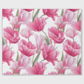 Moderne rosa Tulpe weißes Blumenmuster Geschenkpapier (Flach)