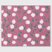Moderne rosa Tulpe weißes Blumenmuster Geschenkpapier (Flach)
