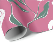 Moderne rosa Tulpe weißes Blumenmuster Geschenkpapier (Rolleneckpunkt)
