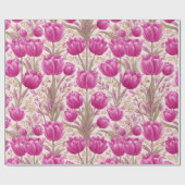 Moderne rosa Tulpe weißes Blumenmuster Geschenkpapier (Flach)