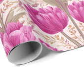 Moderne rosa Tulpe weißes Blumenmuster Geschenkpapier (Rolleneckpunkt)