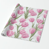 Moderne rosa Tulpe weißes Blumenmuster Geschenkpapier (Ungerollt)