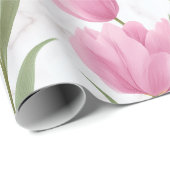 Moderne rosa Tulpe weißes Blumenmuster Geschenkpapier (Rolleneckpunkt)