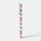 Moderne rosa Tulpe weißes Blumenmuster iPhone Hülle (Linke Seite)