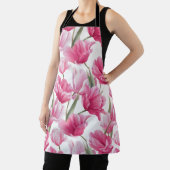 Moderne rosa Tulpe weißes Blumenmuster Schürze (InSitu)