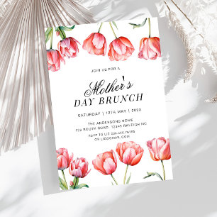 Moderne rosa Tulpen Blumen-Muttertags-Brunch Einladung